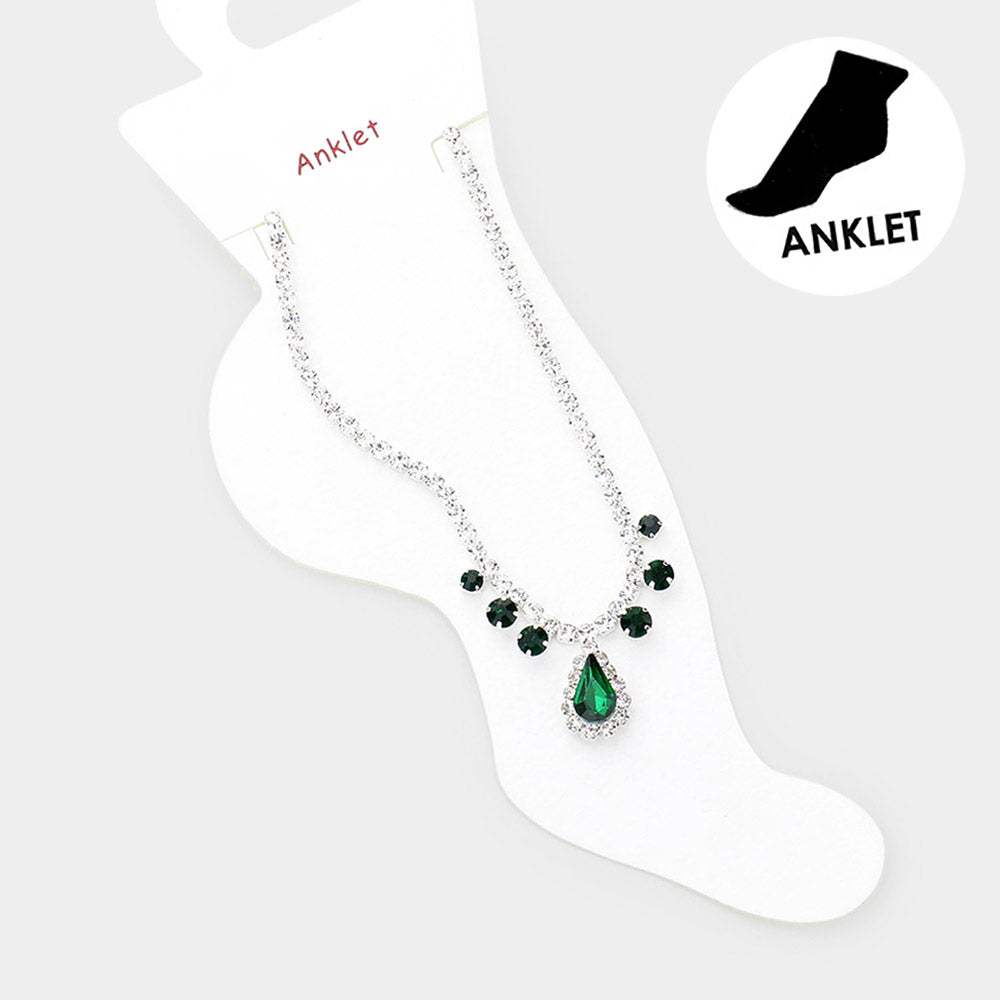 Teardrop Stone Accented Evening Anklet - Madeline Love - Flyclothing LLC