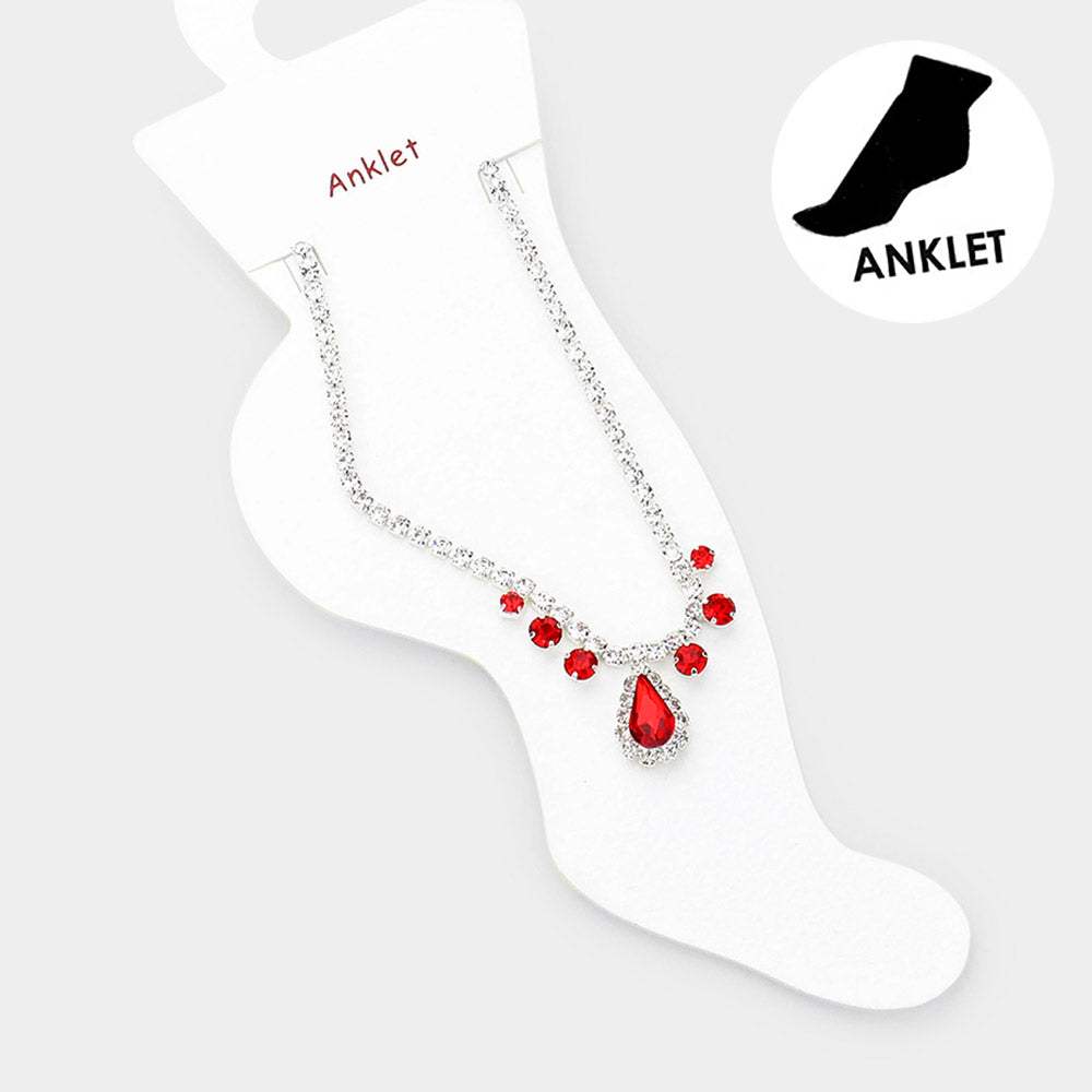 Teardrop Stone Accented Evening Anklet - Madeline Love - Flyclothing LLC