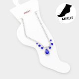 Teardrop Stone Accented Evening Anklet - Madeline Love - Flyclothing LLC