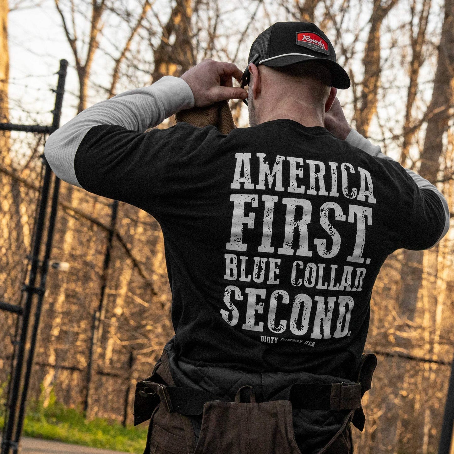 America First Blue Collar Second Men's T-Shirt - DIRTY COWBOY USA - Flyclothing LLC