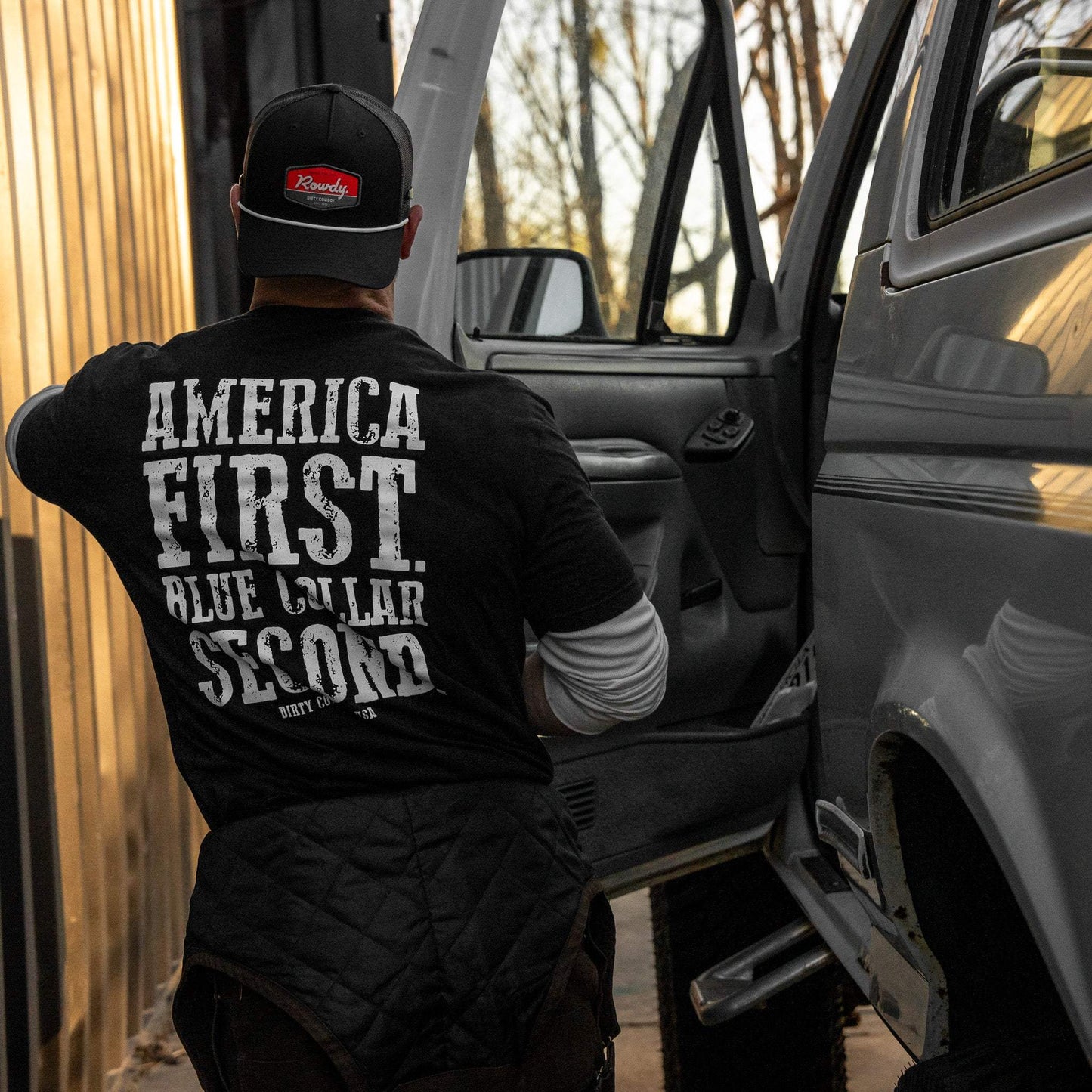 America First Blue Collar Second Men's T-Shirt - DIRTY COWBOY USA - Flyclothing LLC
