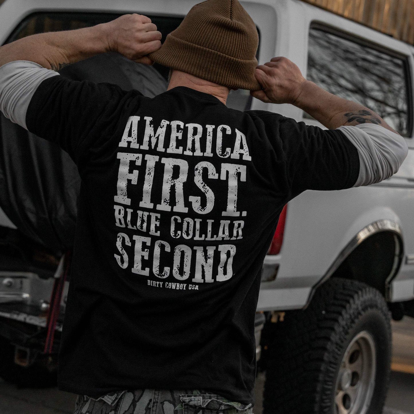 America First Blue Collar Second Men's T-Shirt - DIRTY COWBOY USA - Flyclothing LLC