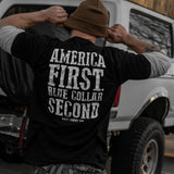 America First Blue Collar Second Men's T-Shirt - DIRTY COWBOY USA - Flyclothing LLC