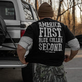 America First Blue Collar Second Men's T-Shirt - DIRTY COWBOY USA - Flyclothing LLC