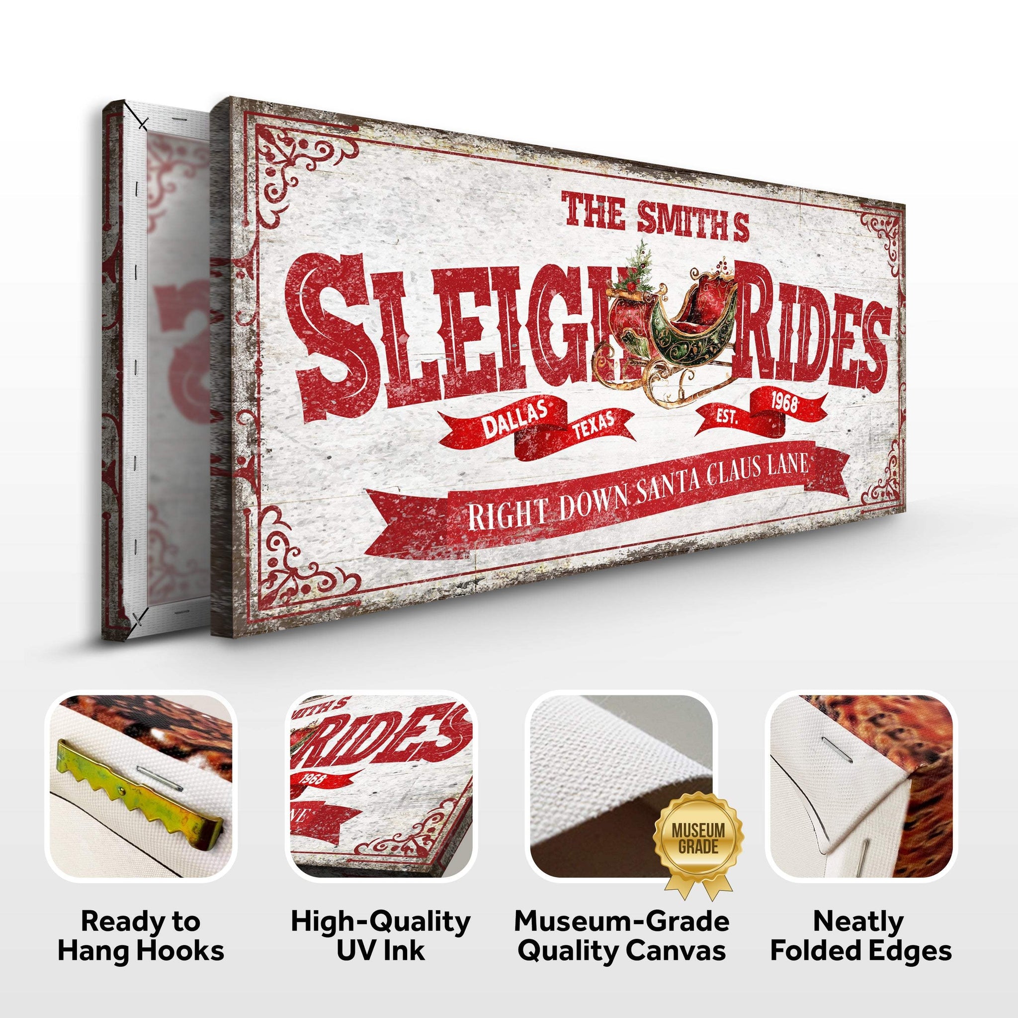 Sleigh Rides Christmas Sign IV - Tailored Canvases - Flyclothing LLC