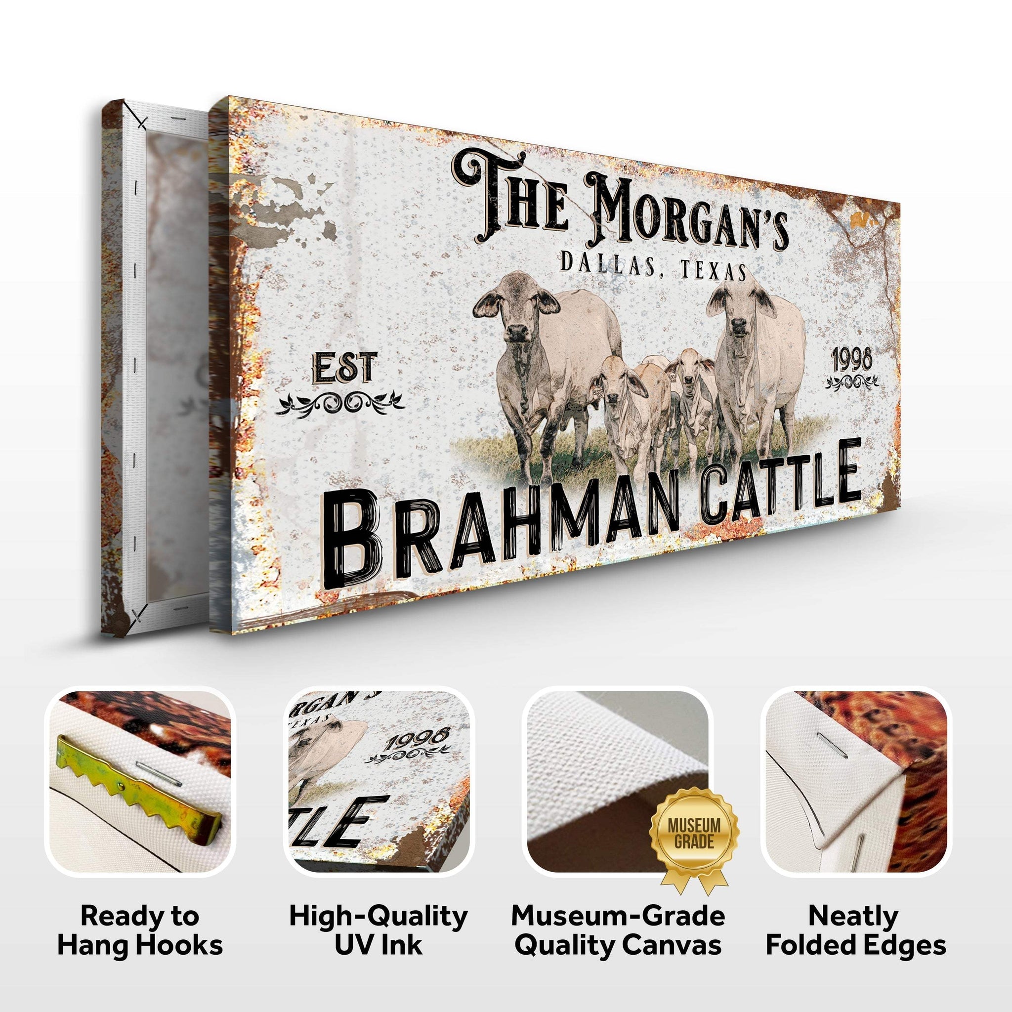 Personalized Brahman Cattle Sign II - Tailored Canvases - Flyclothing LLC