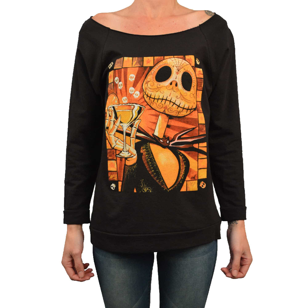 Black Market Art Company Womens Jack Celebrates Unfinished Scoop Neck SweatShirt