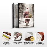 Vintage Santa Claus in Winter Forest Christmas Wall Art III - Tailored Canvases - Flyclothing LLC