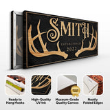 Personalized Family Antler Sign - Tailored Canvases - Flyclothing LLC