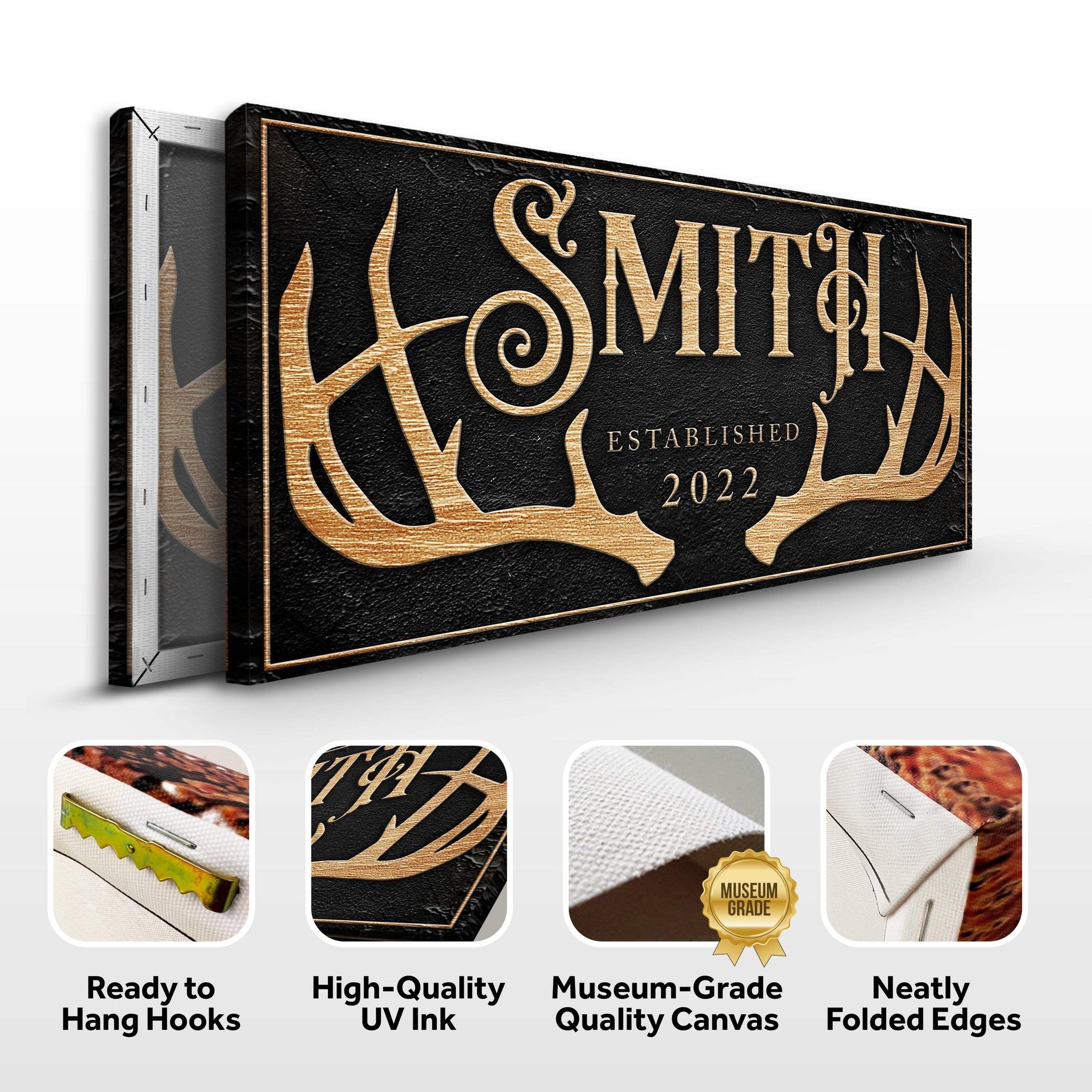 Personalized Family Antler Sign - Tailored Canvases - Flyclothing LLC
