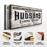Personalized Game Room Sign IV - Tailored Canvases - Flyclothing LLC