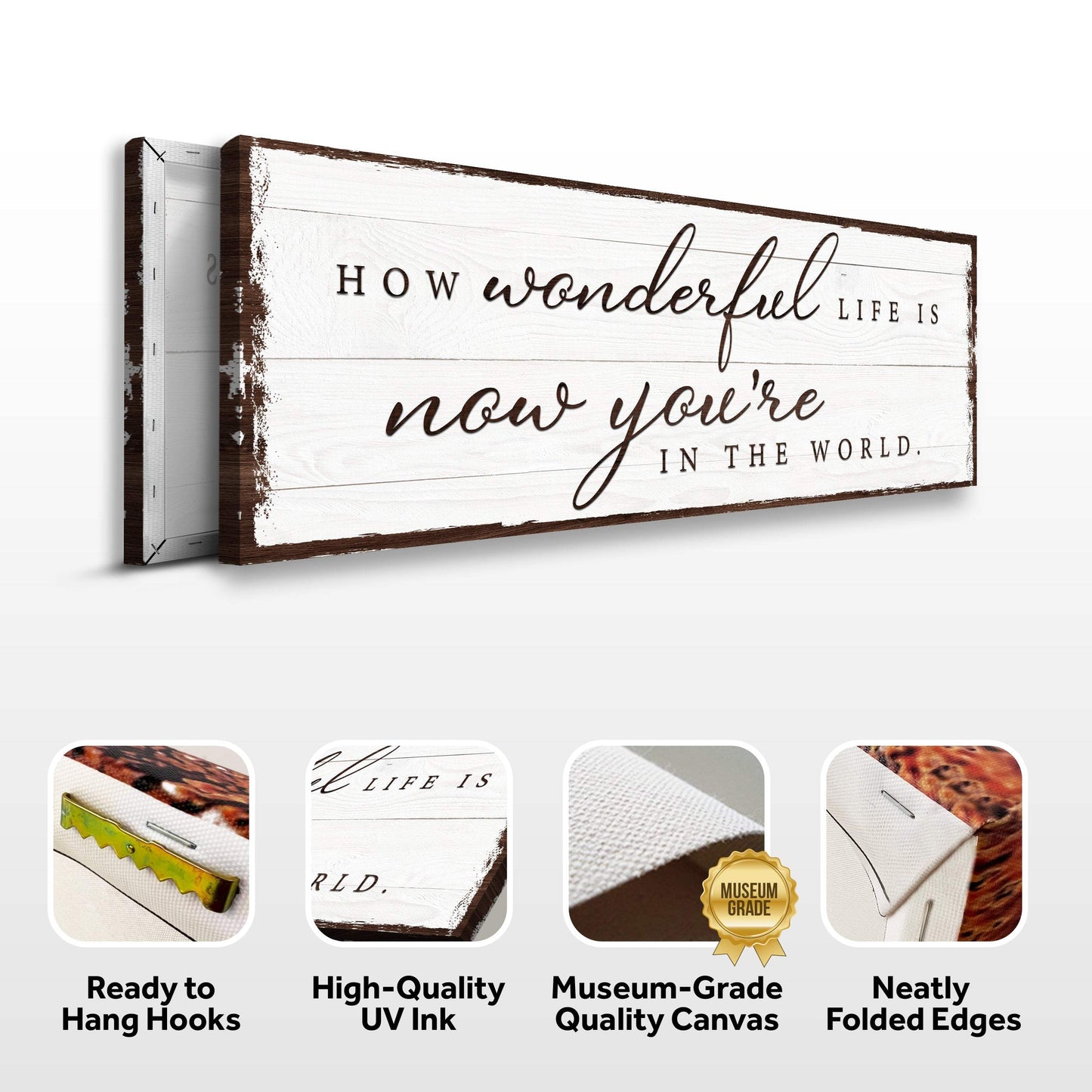 How Wonderful Life Is Now You're In The World Sign IV - Tailored Canvases - Flyclothing LLC