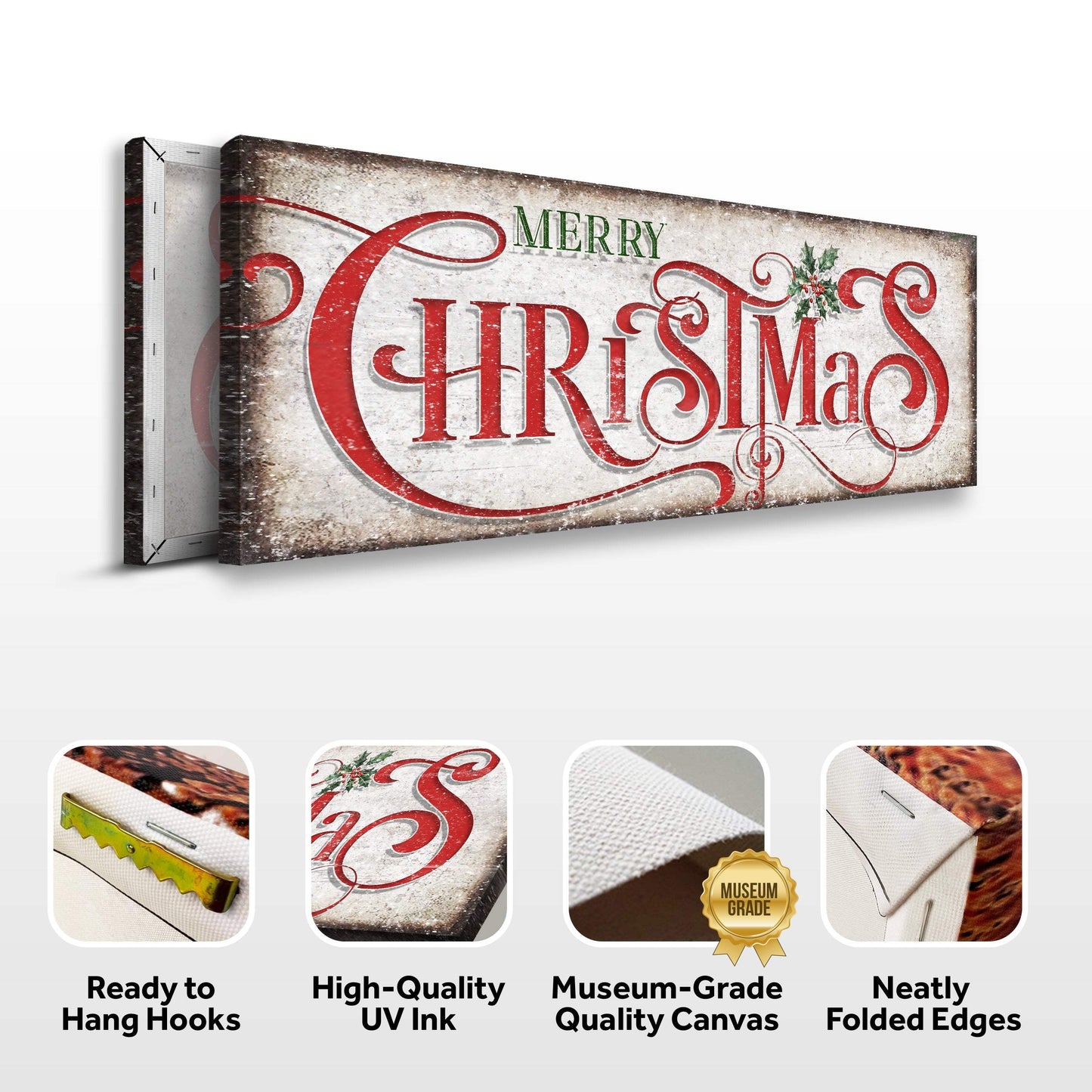 Vintage Merry Christmas Sign III - Tailored Canvases - Flyclothing LLC