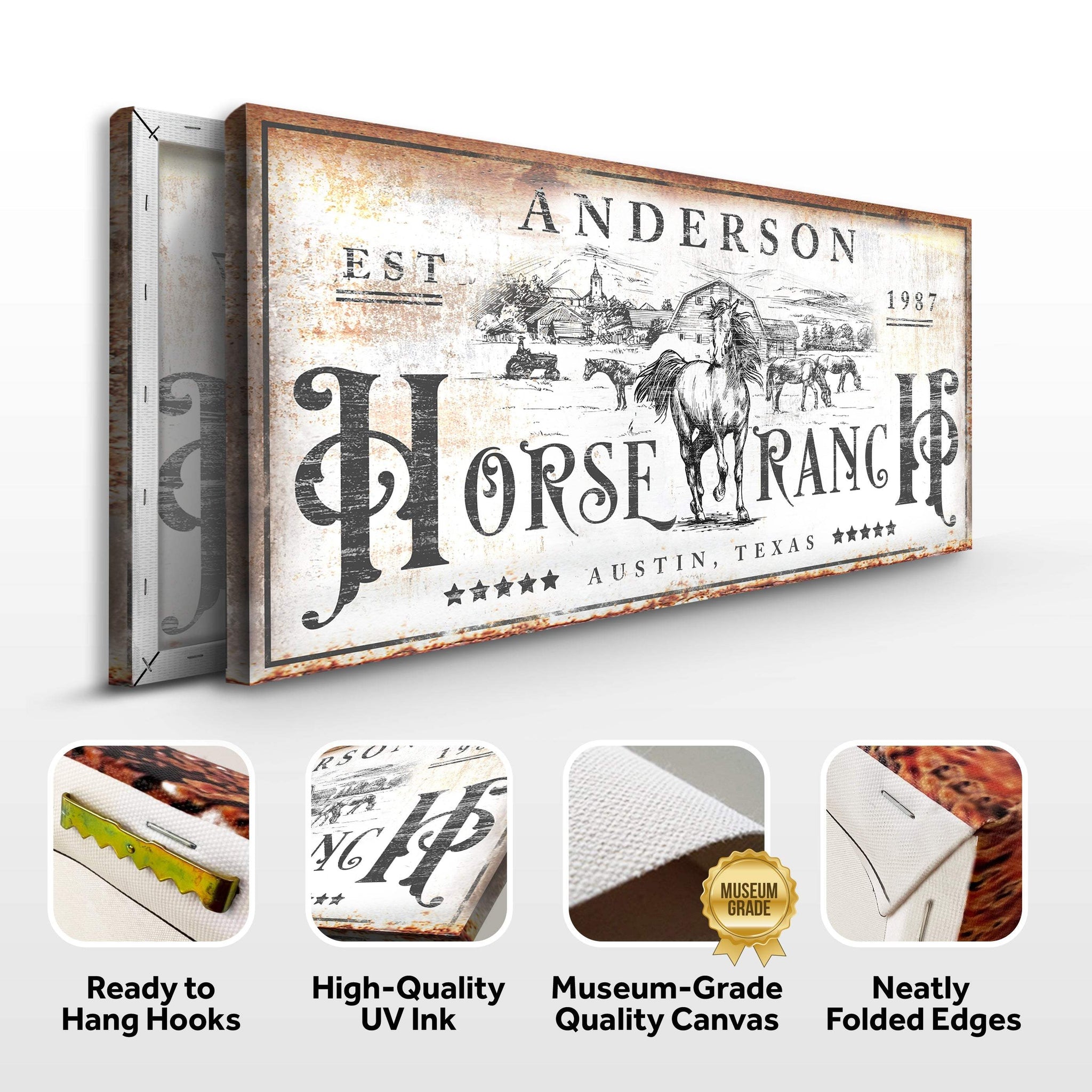 Family Horse Ranch Rustic Sign - Tailored Canvases - Flyclothing LLC