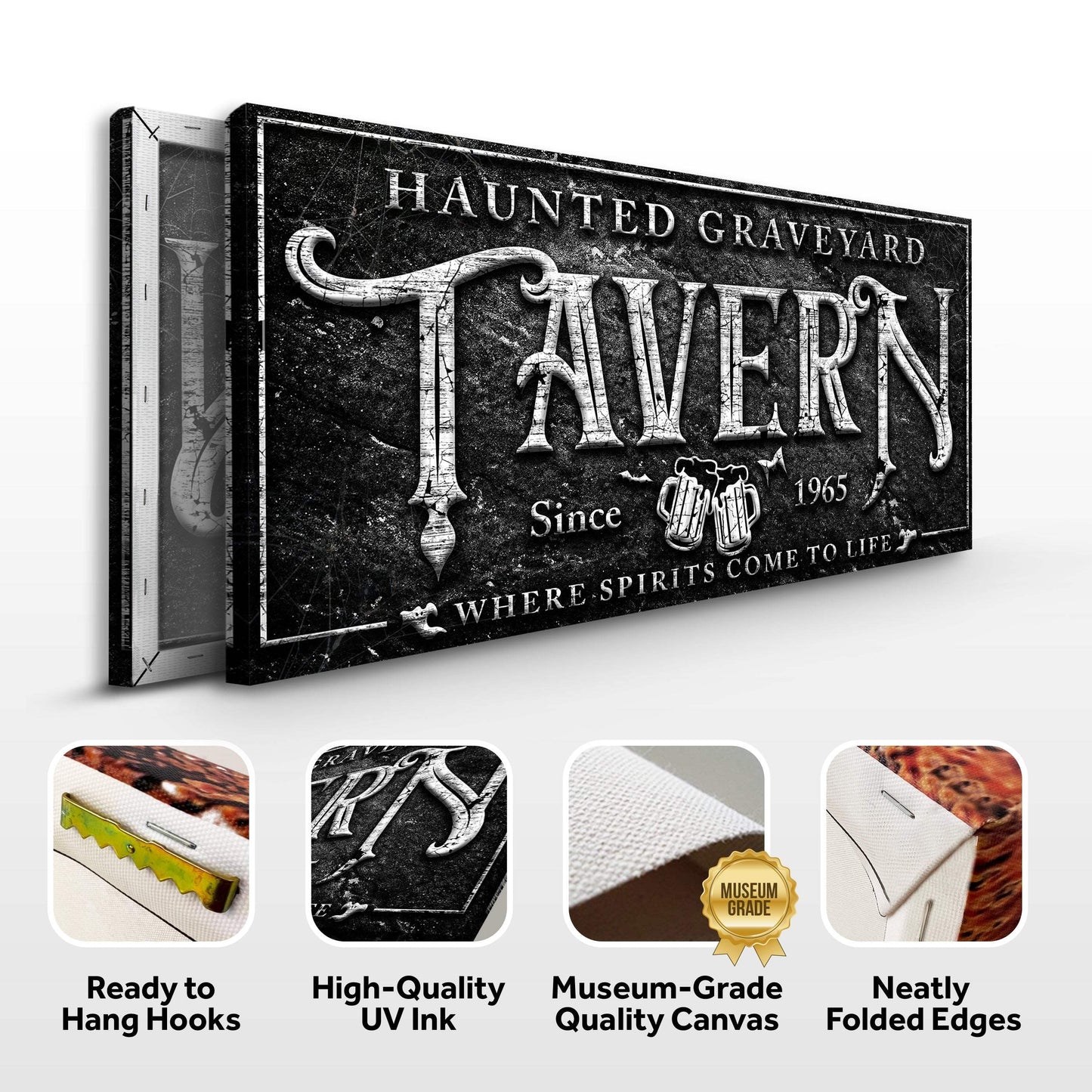 Haunted Graveyard Tavern Halloween Sign II - Tailored Canvases - Flyclothing LLC