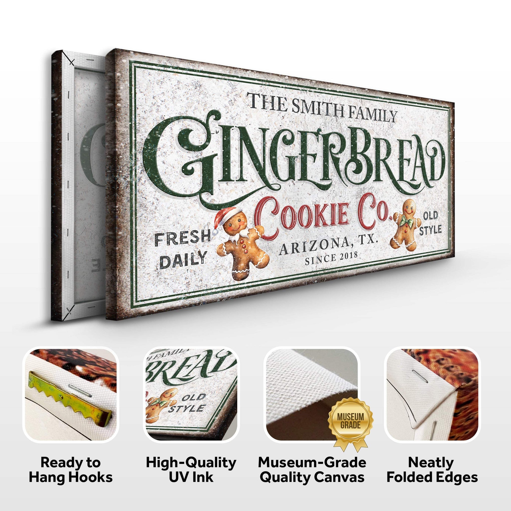 Family Gingerbread Bakery Christmas Sign II - Tailored Canvases - Flyclothing LLC