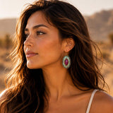 Stacked Stone Blue and Purple Turquoise Golden Drop Earrings - Barse Jewelry - Flyclothing LLC