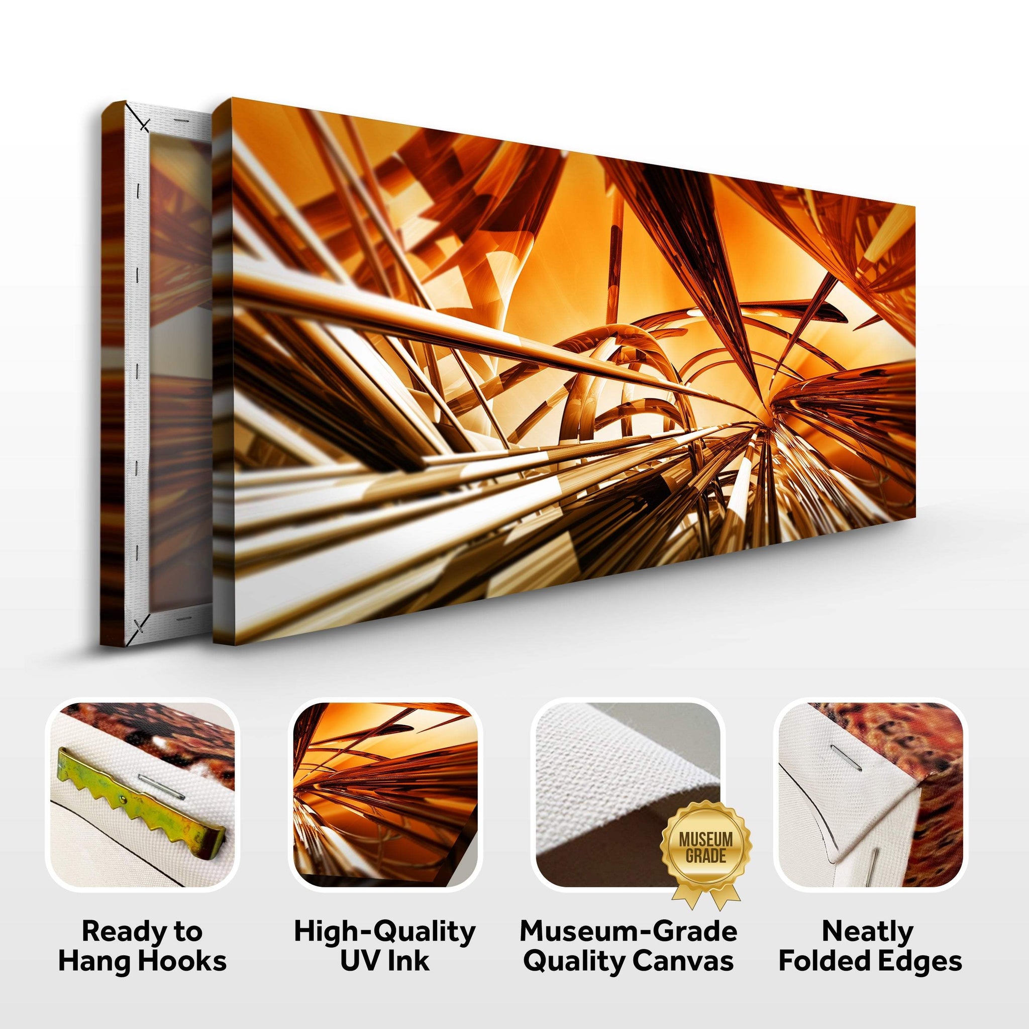 3D Gold Metallic Lines Canvas Wall Art - Tailored Canvases - Flyclothing LLC