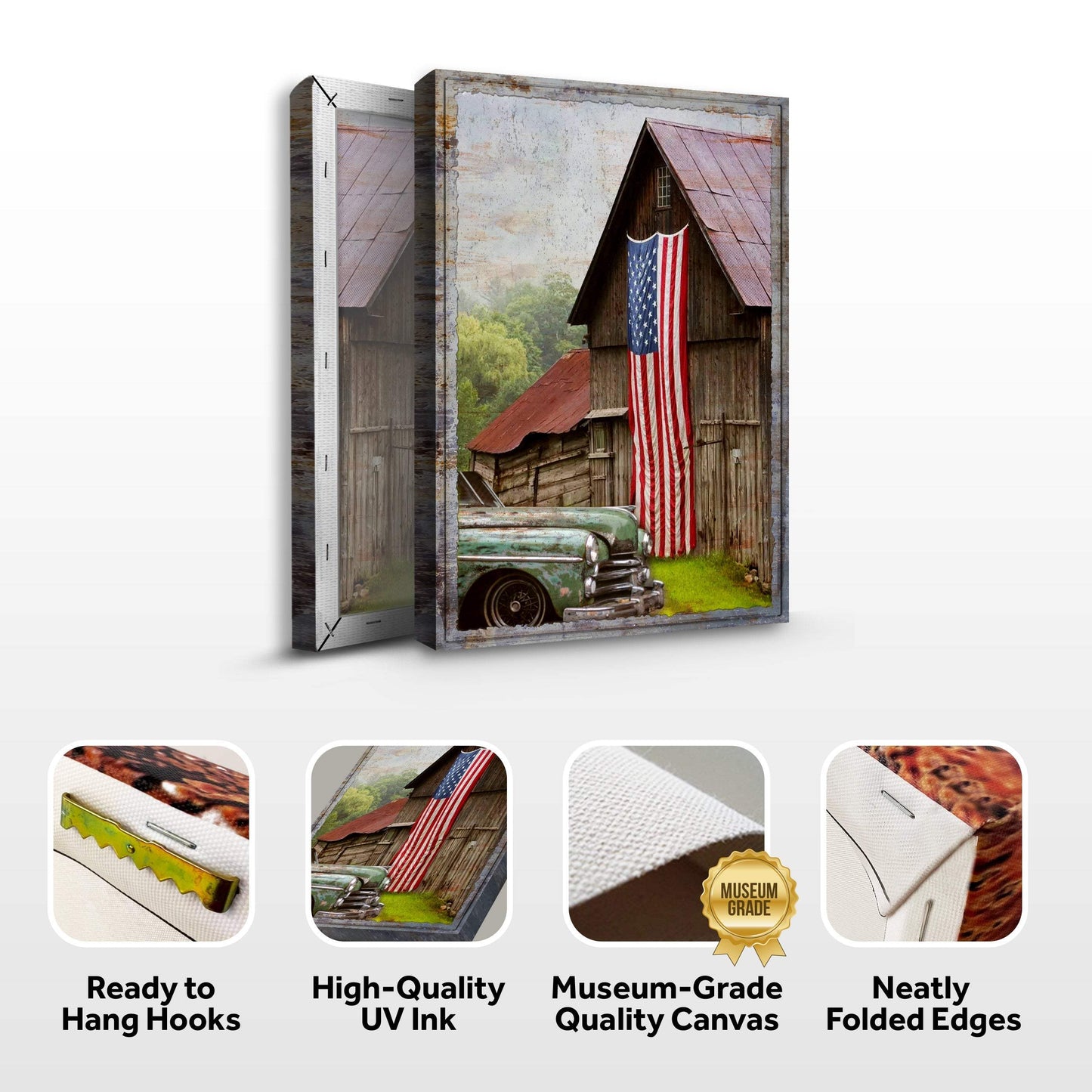 America Country Barn Canvas Wall Art - Tailored Canvases - Flyclothing LLC