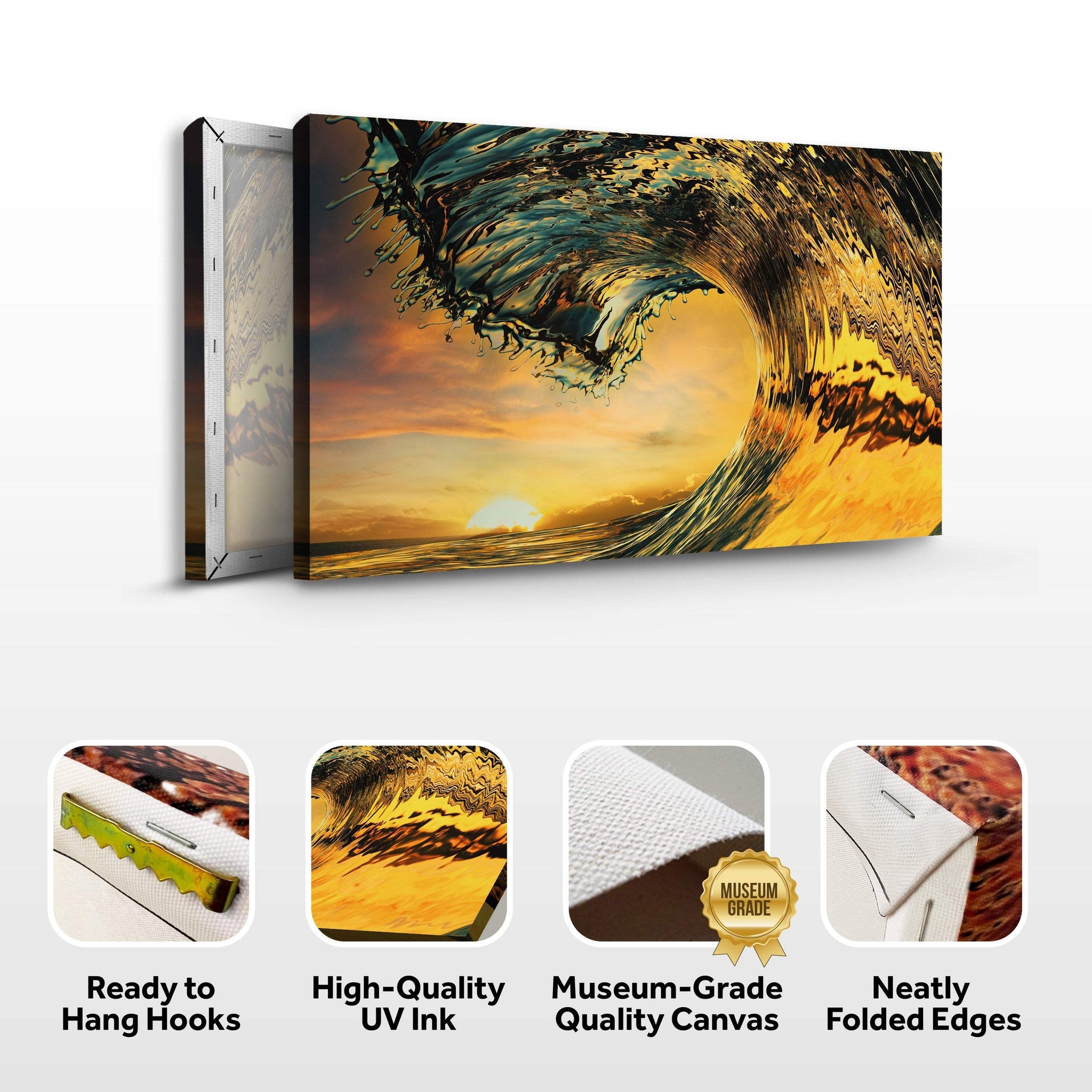 Sunset Ocean Wave Canvas Wall Art - Tailored Canvases - Flyclothing LLC