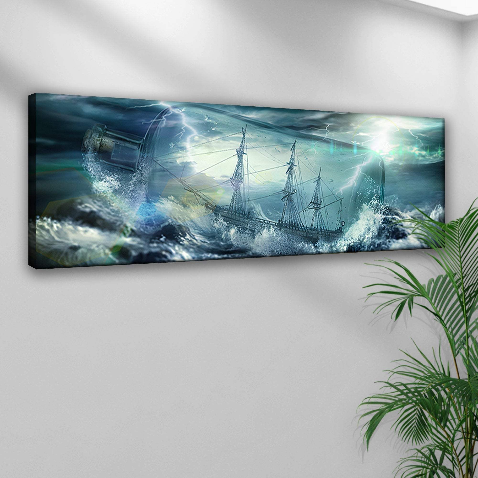 Pirate Ship In A Bottle Canvas Wall Art - Tailored Canvases - Flyclothing LLC