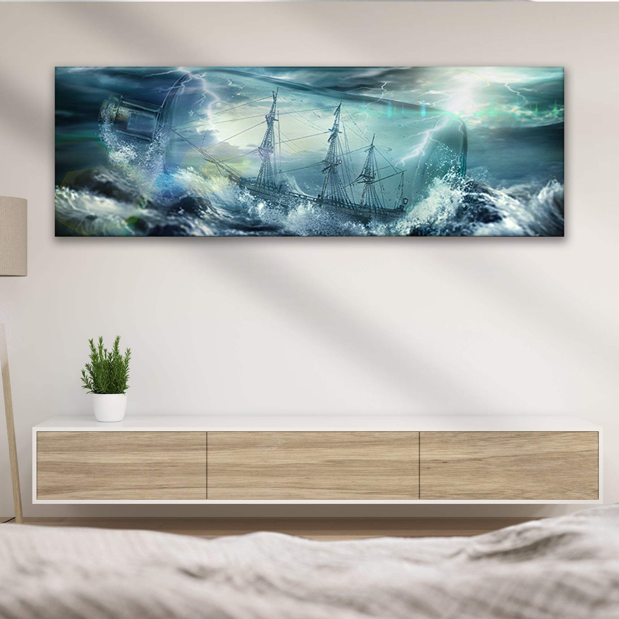 Pirate Ship In A Bottle Canvas Wall Art - Tailored Canvases - Flyclothing LLC