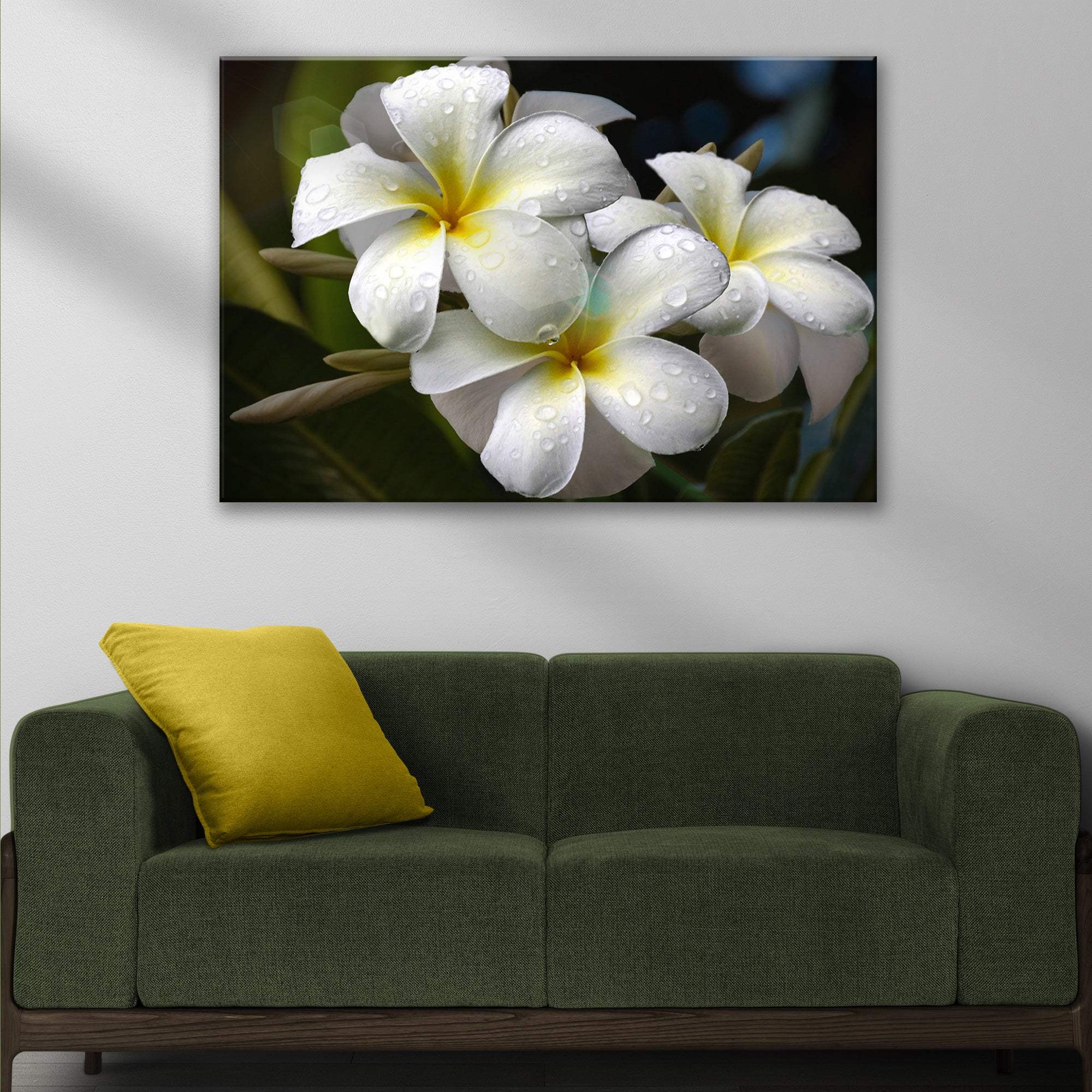 White Frangipani Flower Canvas Wall Art - Tailored Canvases - Flyclothing LLC