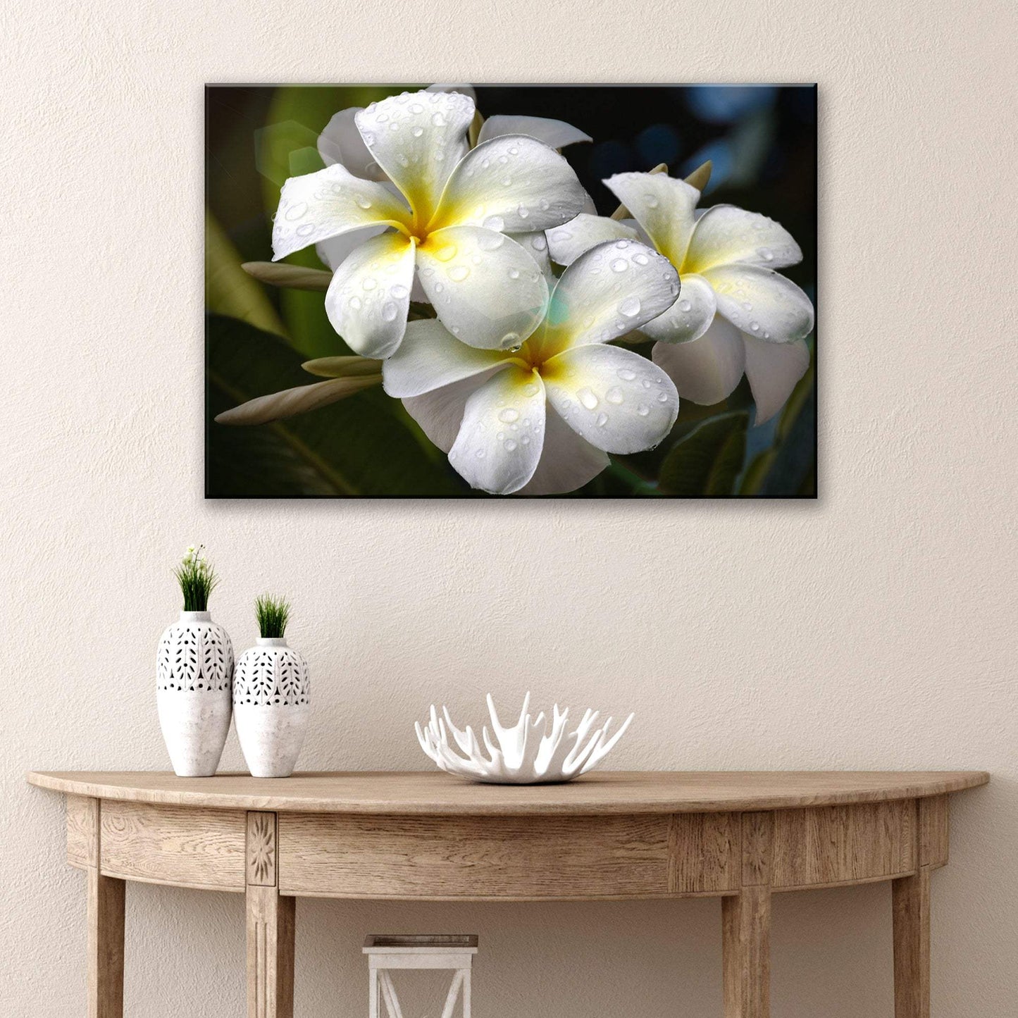 White Frangipani Flower Canvas Wall Art - Tailored Canvases - Flyclothing LLC