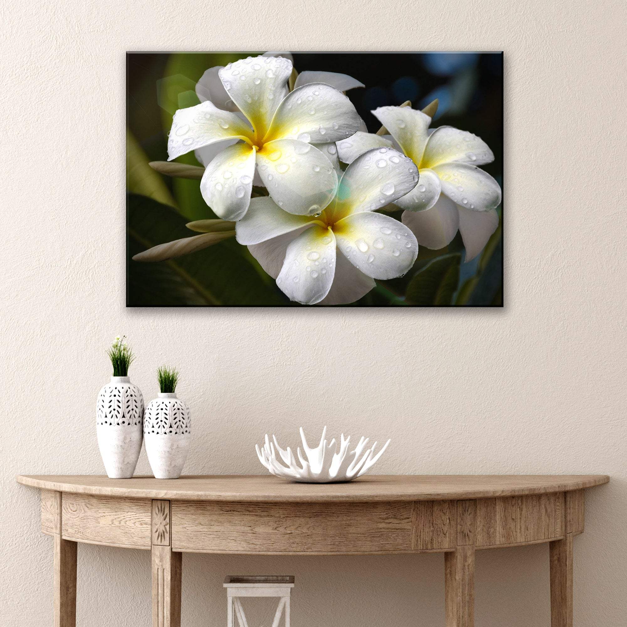 White Frangipani Flower Canvas Wall Art - Tailored Canvases - Flyclothing LLC