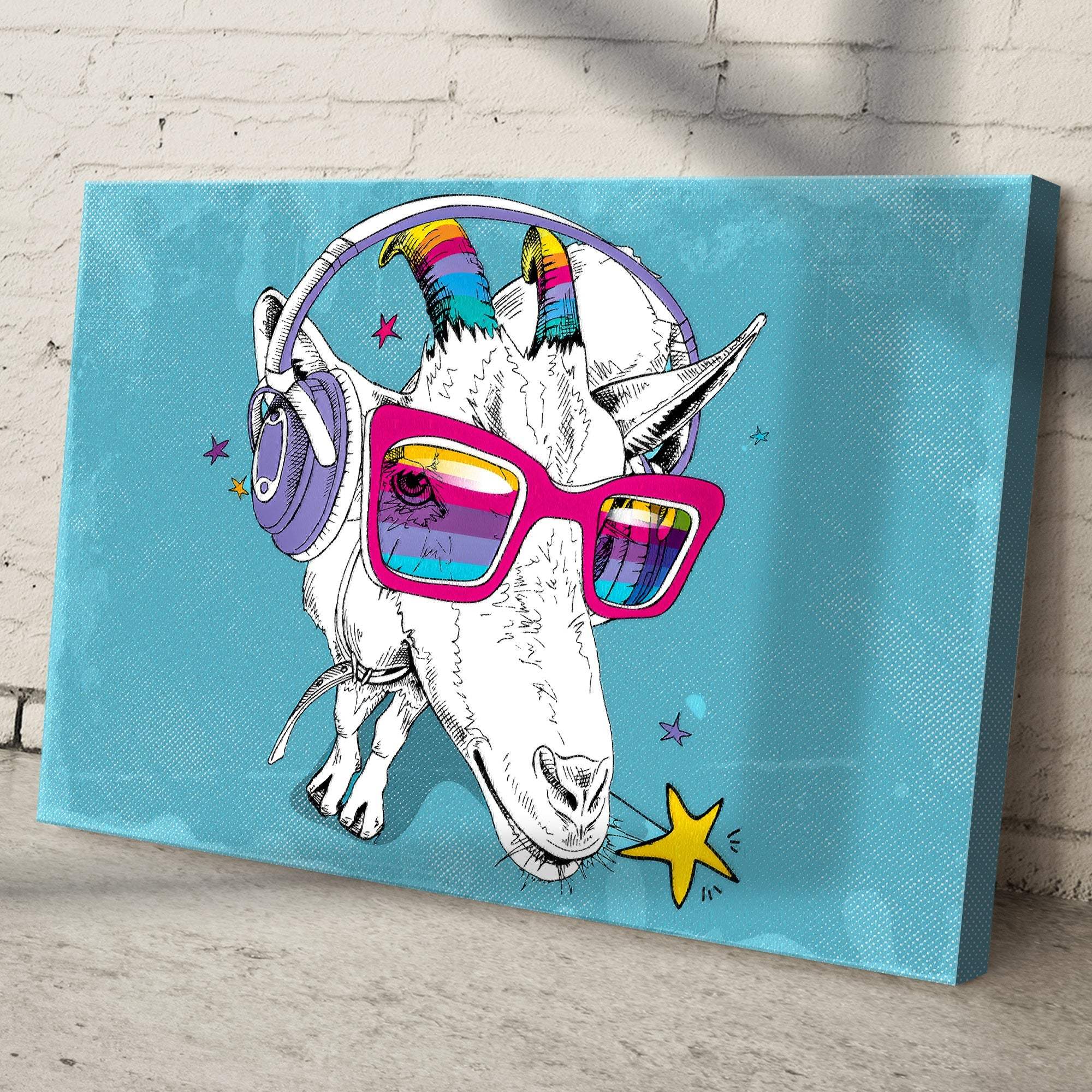 Rainbow Cool Goat Canvas Wall Art - Tailored Canvases - Flyclothing LLC