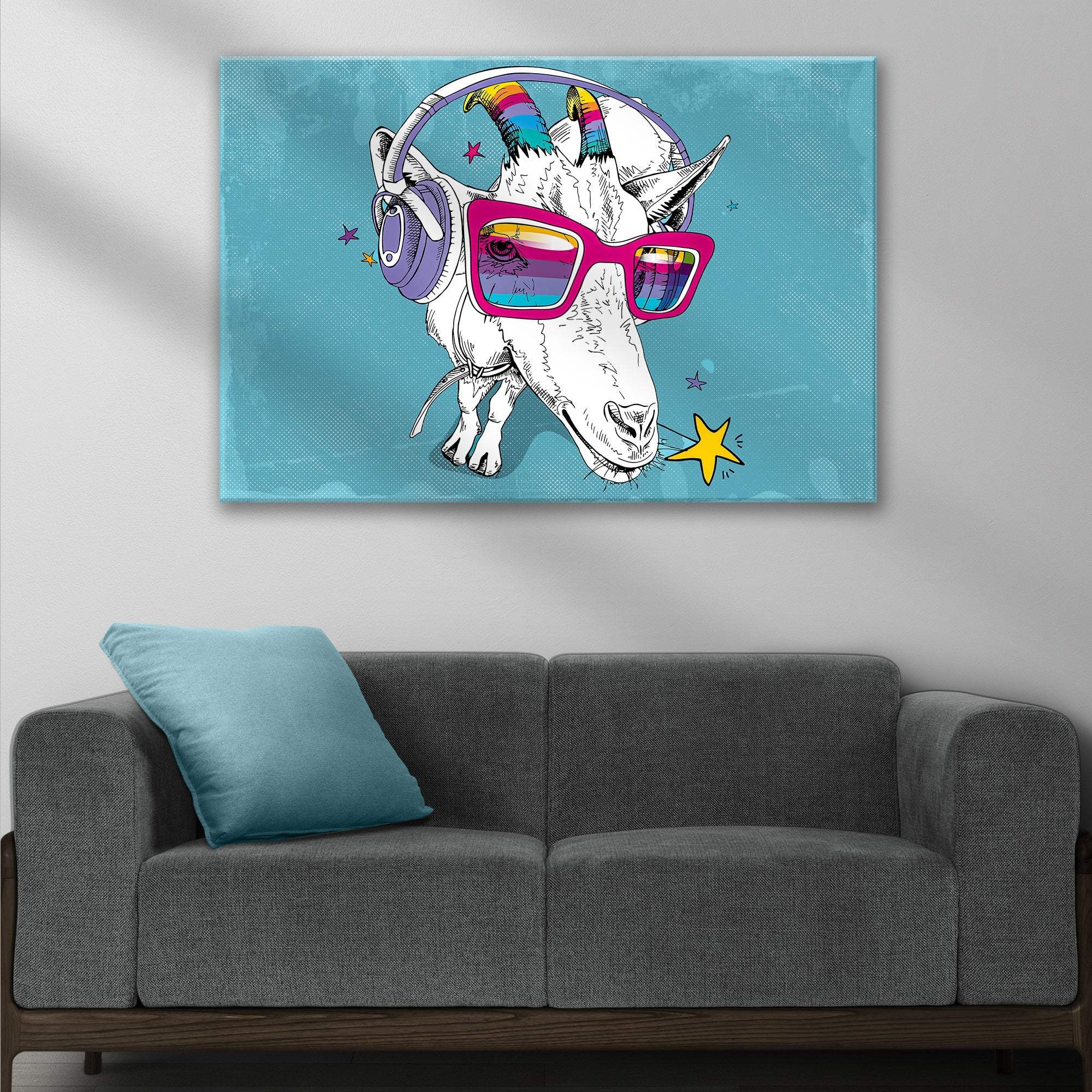 Rainbow Cool Goat Canvas Wall Art - Tailored Canvases - Flyclothing LLC