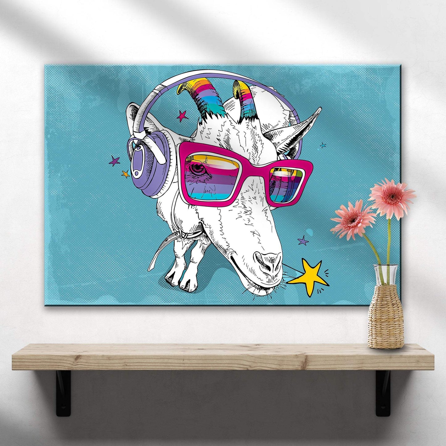 Rainbow Cool Goat Canvas Wall Art - Tailored Canvases - Flyclothing LLC