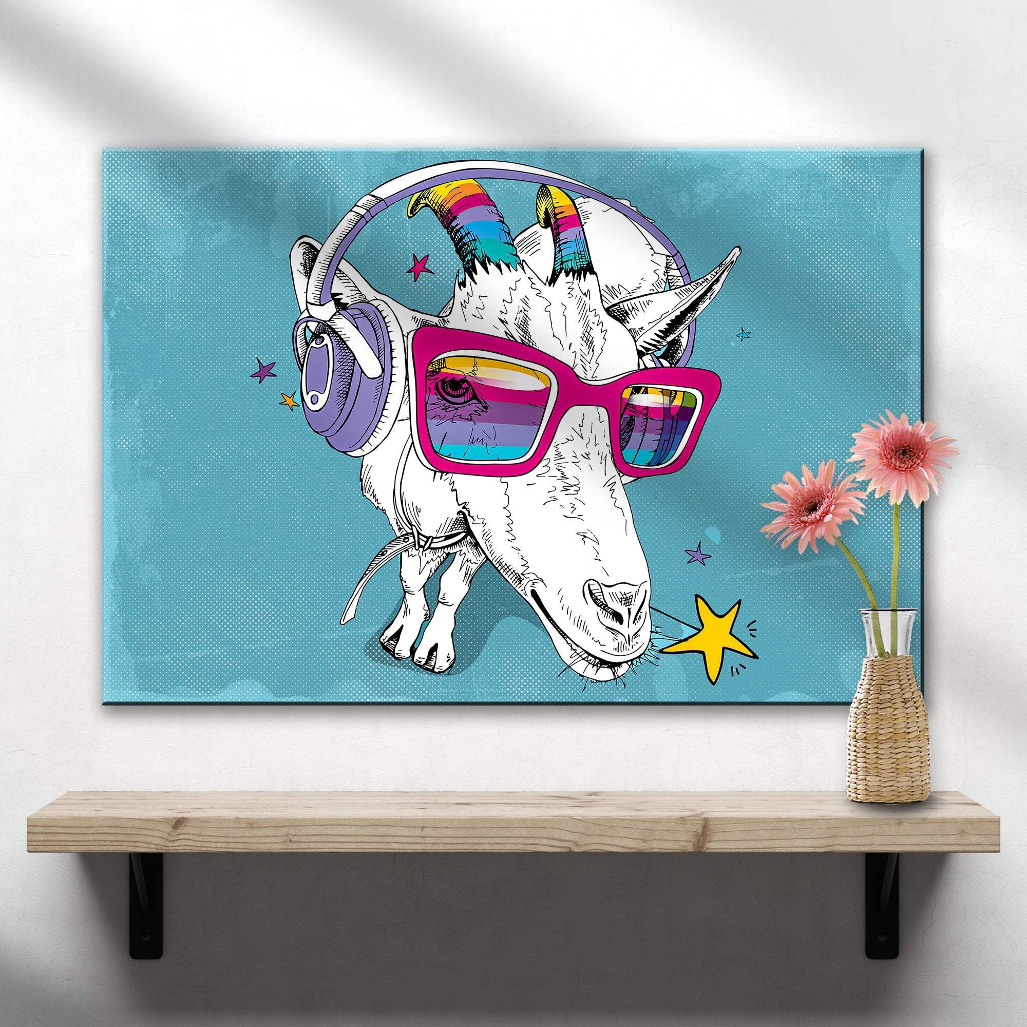 Rainbow Cool Goat Canvas Wall Art - Tailored Canvases - Flyclothing LLC