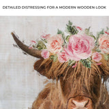 Highland Cow Floral Wreath Painting Canvas Wall Art - Tailored Canvases - Flyclothing LLC