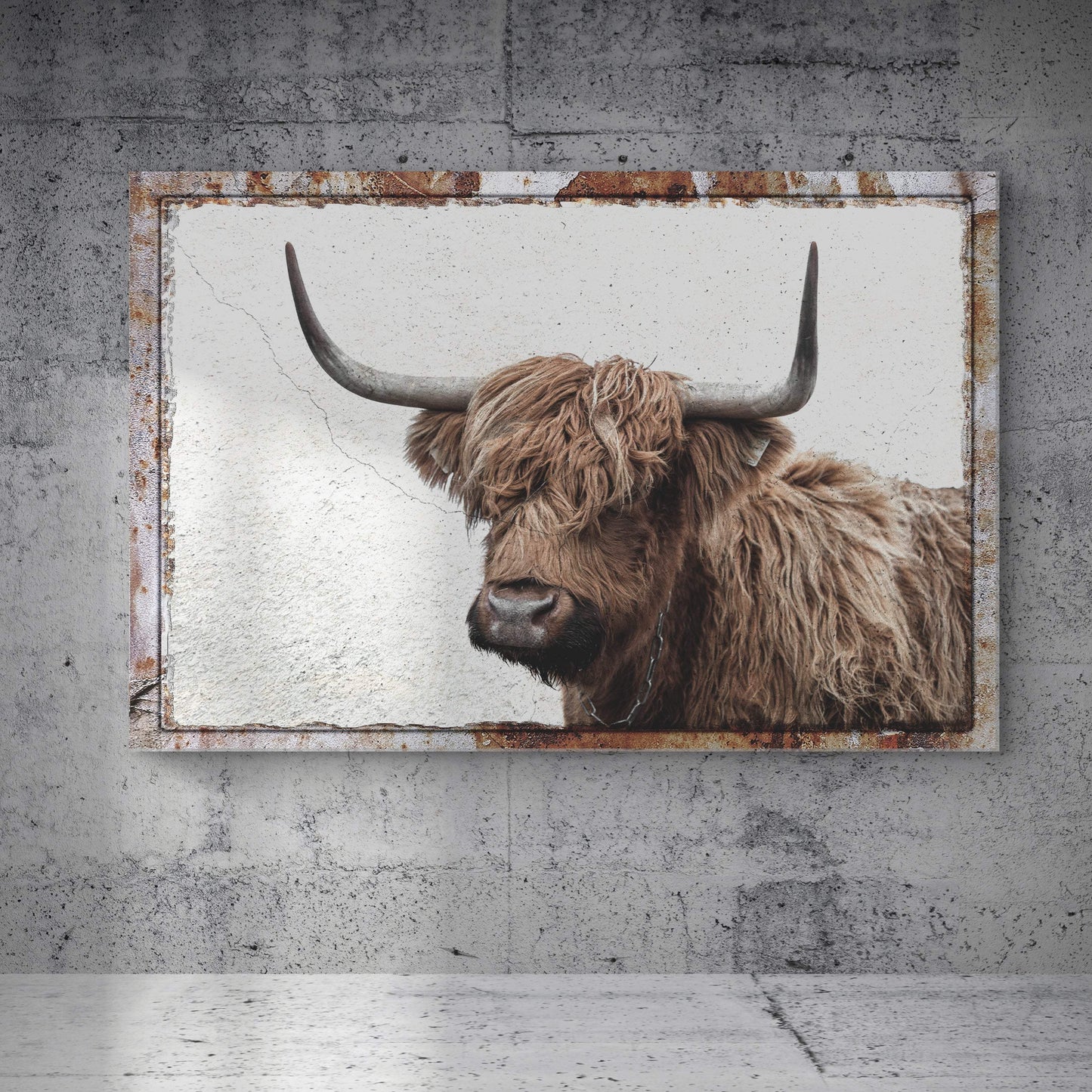 Natural Rustic Highland Cow Canvas Wall Art - Tailored Canvases - Flyclothing LLC