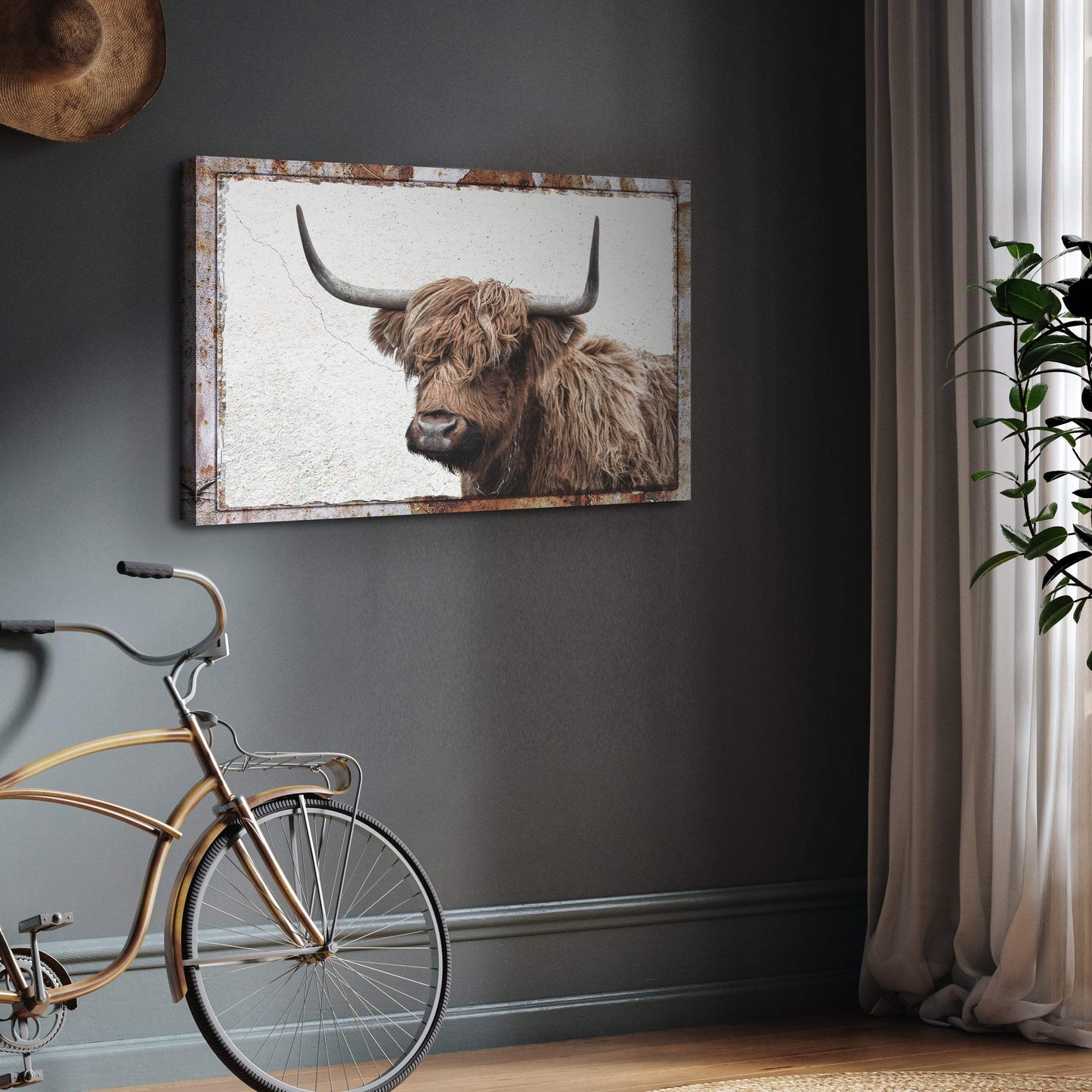 Natural Rustic Highland Cow Canvas Wall Art - Tailored Canvases - Flyclothing LLC