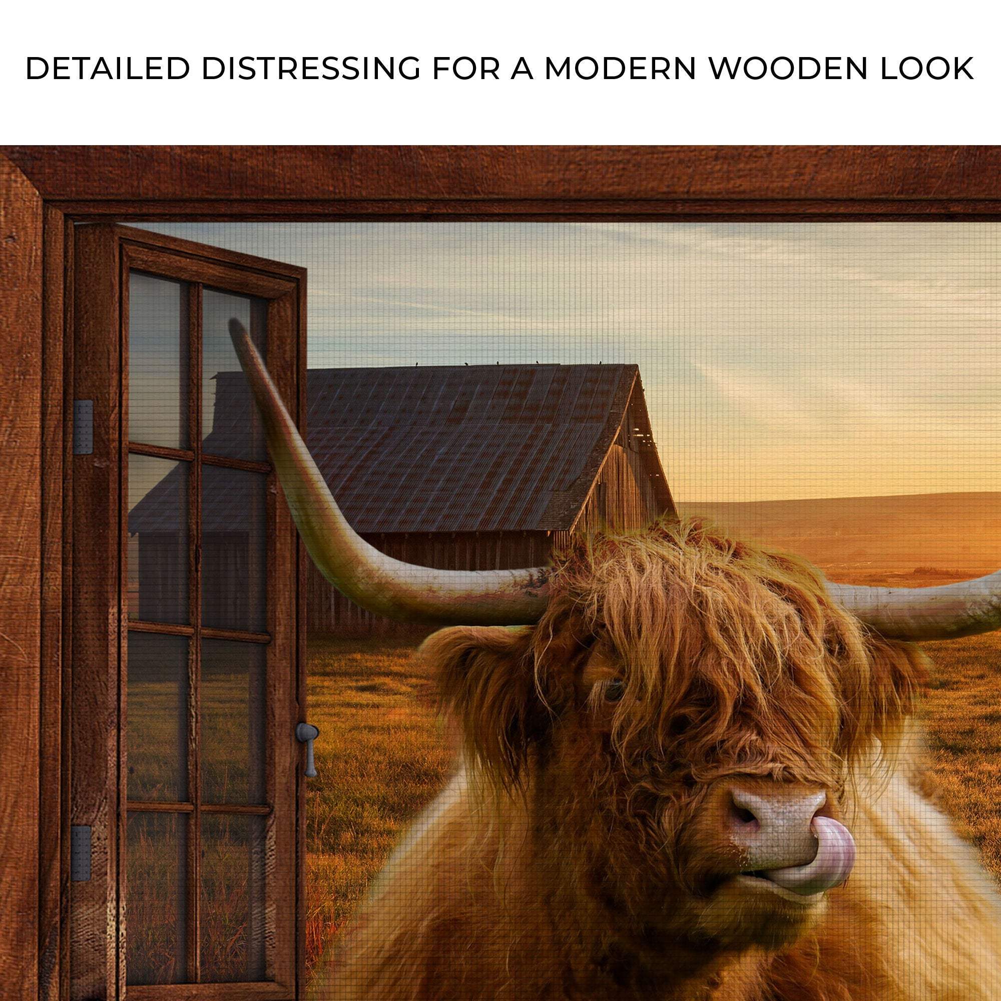 Highland Cow Window View Canvas Wall Art - Tailored Canvases - Flyclothing LLC