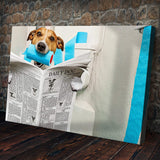 Dog Reading Newspaper On Toilet Canvas Wall Art - Tailored Canvases - Flyclothing LLC