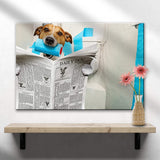 Dog Reading Newspaper On Toilet Canvas Wall Art - Tailored Canvases - Flyclothing LLC
