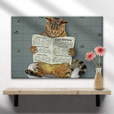 Cat Toilet Reading Newspaper Canvas Wall Art - Tailored Canvases - Flyclothing LLC