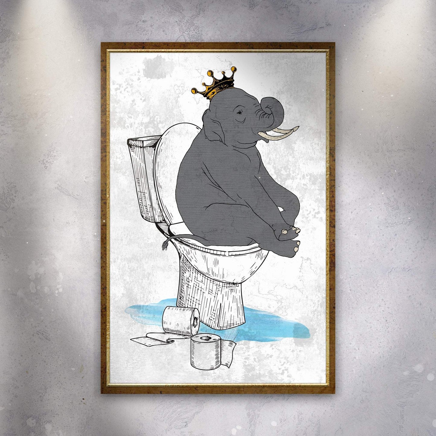 King Elephant On Toilet Canvas Wall Art - Tailored Canvases - Flyclothing LLC