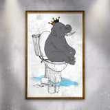 King Elephant On Toilet Canvas Wall Art - Tailored Canvases - Flyclothing LLC