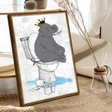 King Elephant On Toilet Canvas Wall Art - Tailored Canvases - Flyclothing LLC