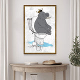 King Elephant On Toilet Canvas Wall Art - Tailored Canvases - Flyclothing LLC