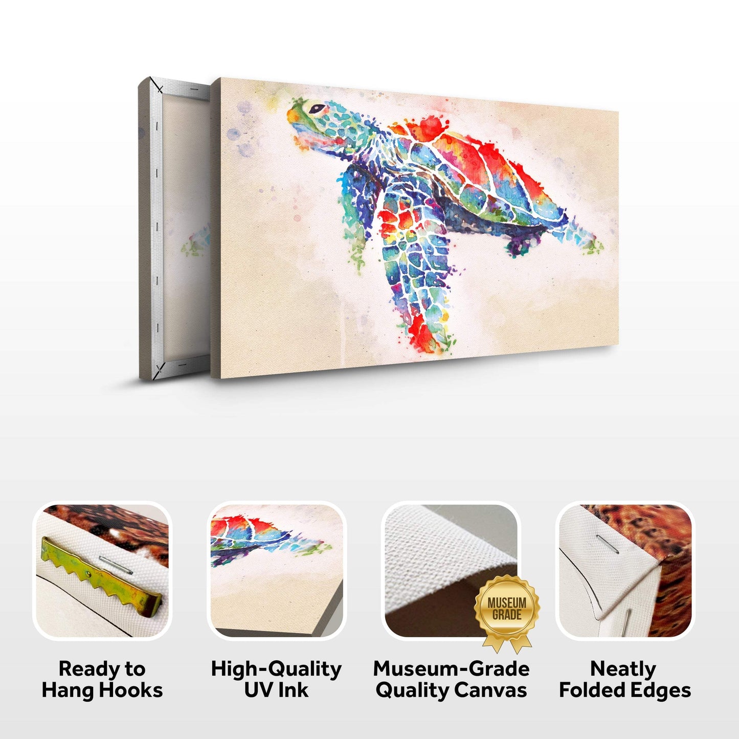 Coral Reef Sea Turtle Watercolor Canvas Wall Art - Tailored Canvases - Flyclothing LLC