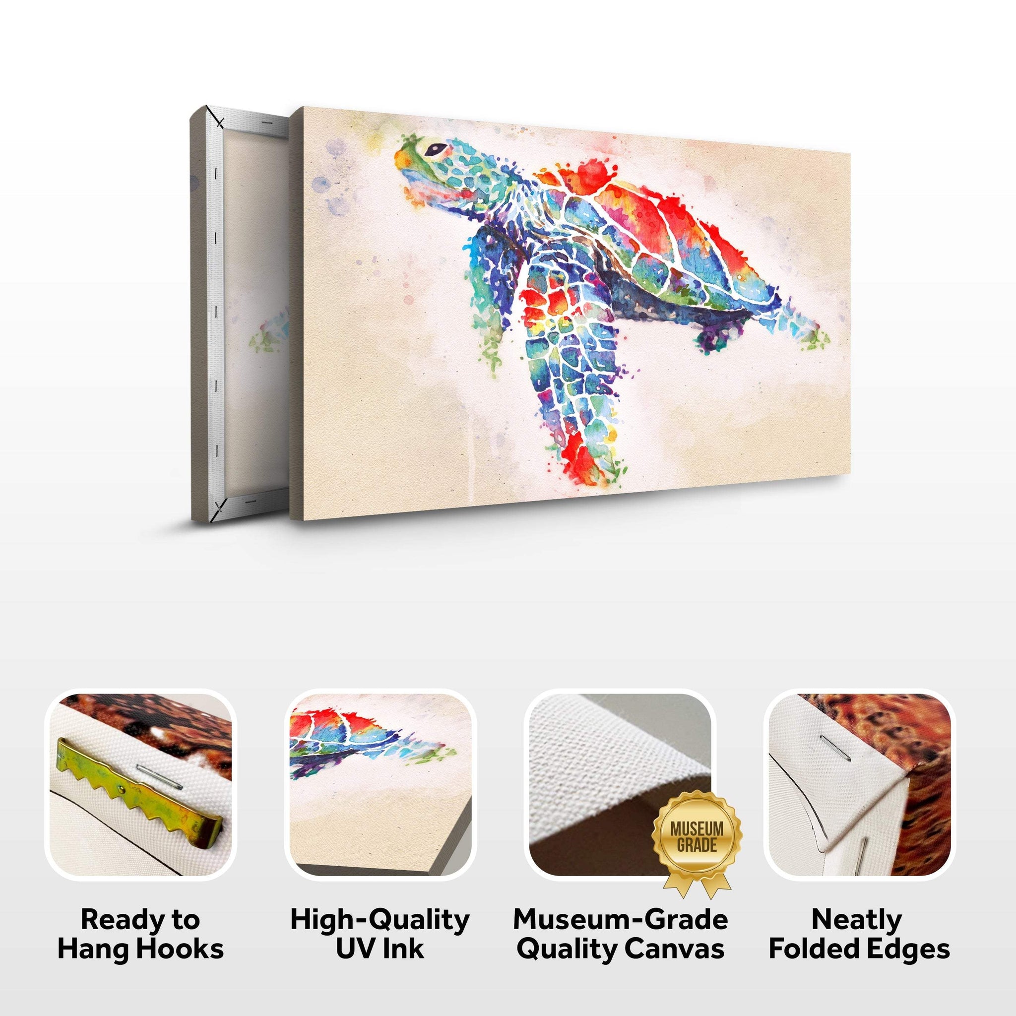 Coral Reef Sea Turtle Watercolor Canvas Wall Art - Tailored Canvases - Flyclothing LLC