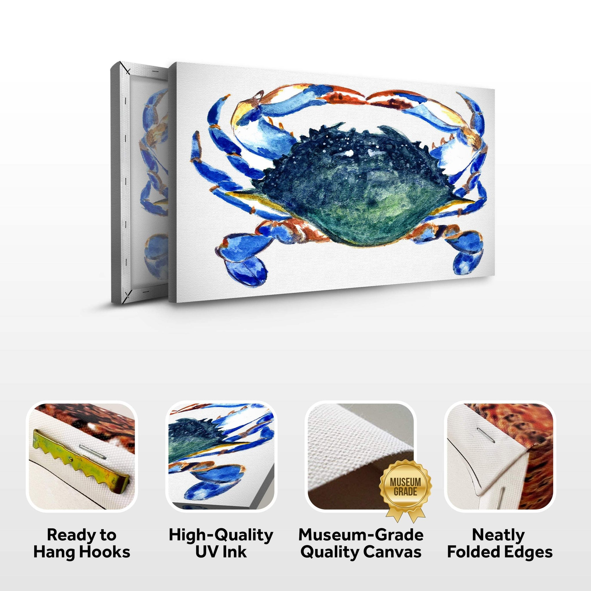 Crab Art Watercolor Canvas Wall Art - Tailored Canvases - Flyclothing LLC
