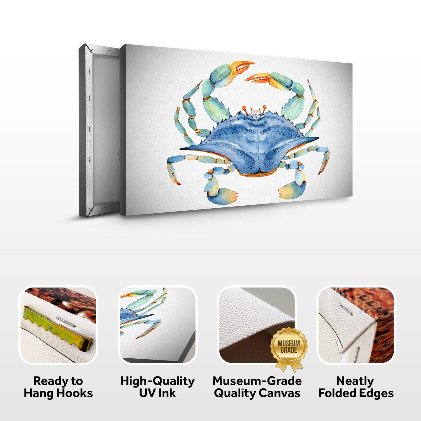 Crab Watercolor Canvas Wall Art IV - Tailored Canvases - Flyclothing LLC