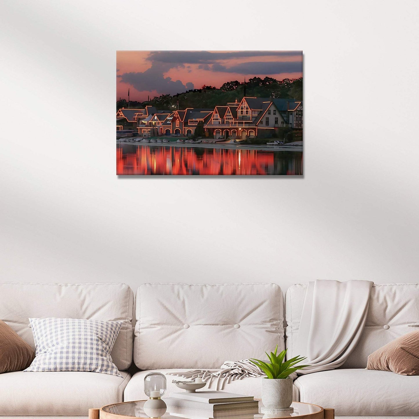 Houses Philadelphia Boathouse Row Canvas Wall Art - Tailored Canvases - Flyclothing LLC