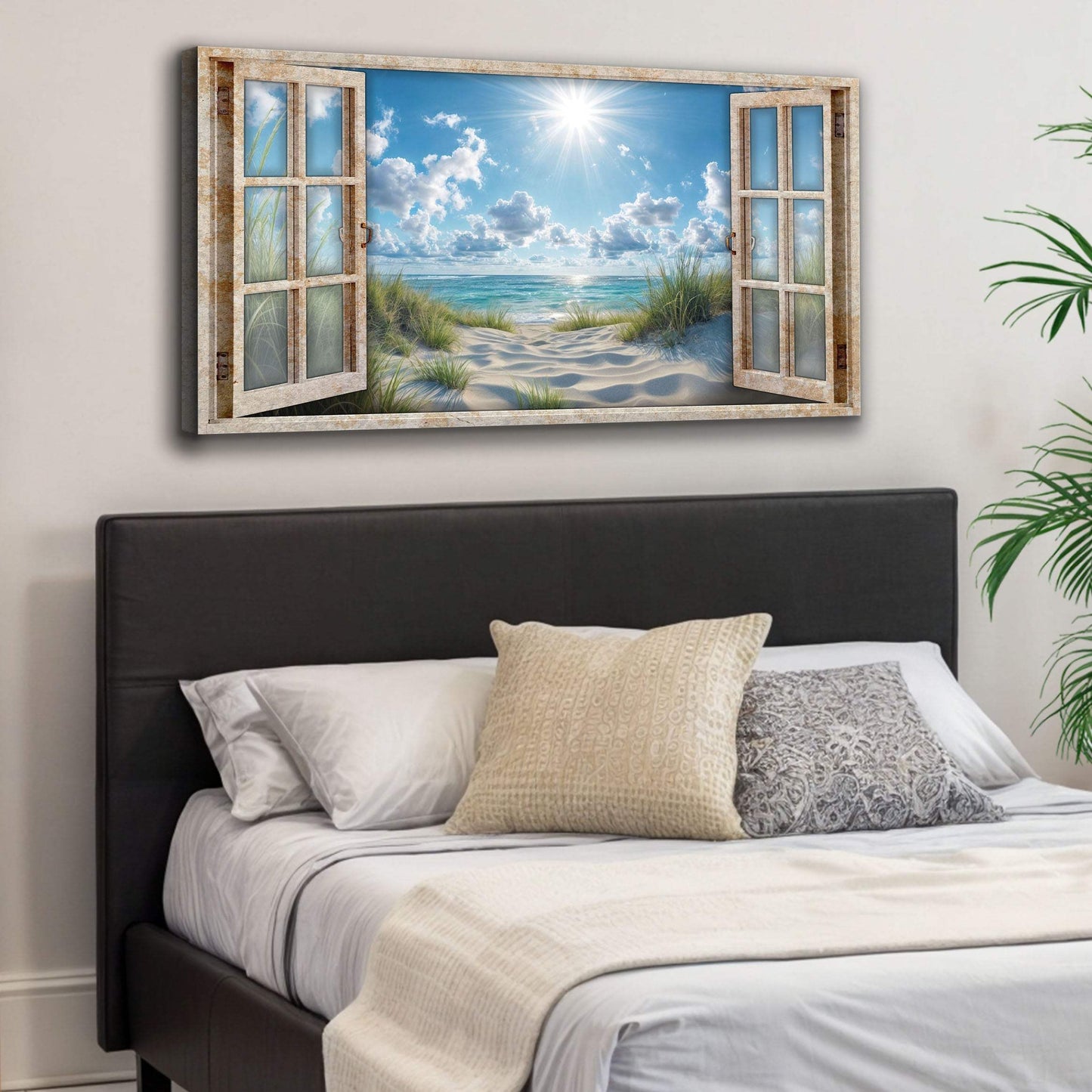 Morning Beach Window Scenery Wall Art - Tailored Canvases - Flyclothing LLC